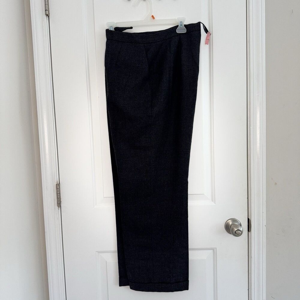 Vintage Jasper Wool Dress Pants High Rise Cuff Wide Leg Charcoal Gray Women's 14